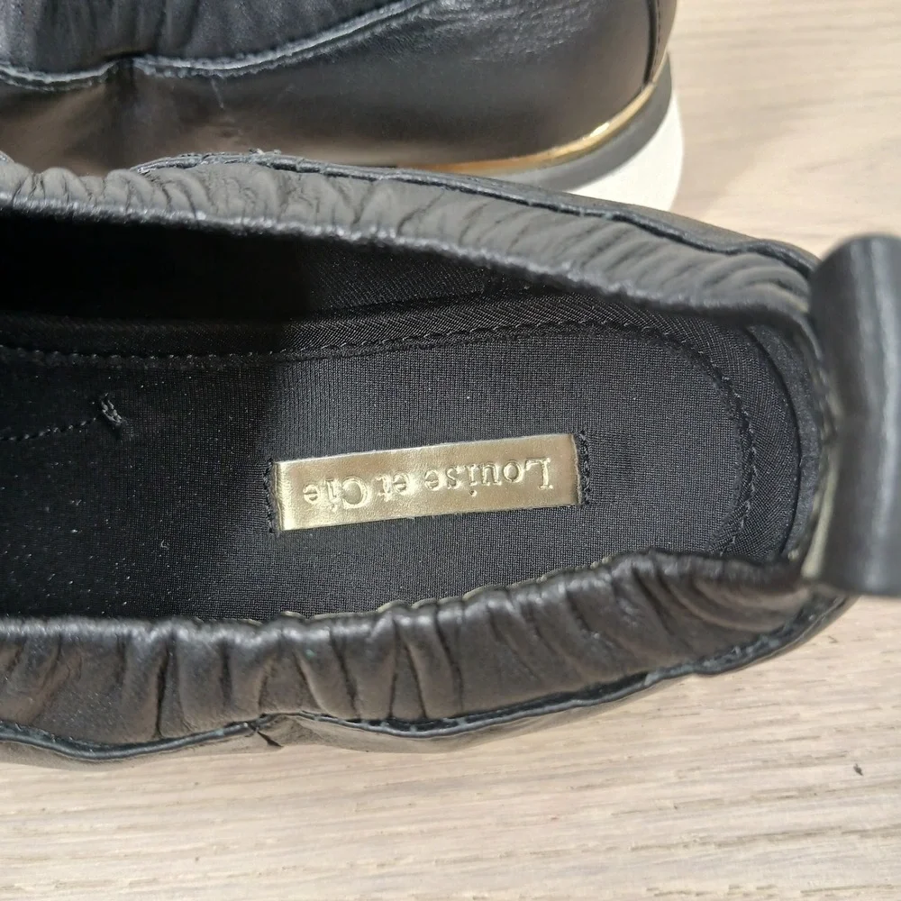 Louise et Cie Slip On Sneakers Women 7.5 Black Leather Platform Minimalist